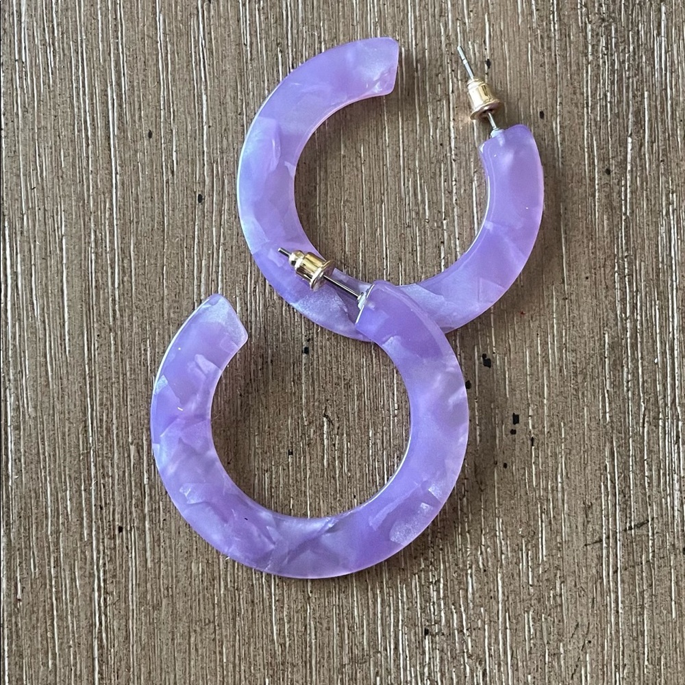 Lavender Resin Hoop Earrings